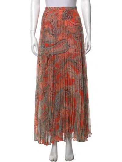 Pre-owned L'agence Paisley Print Long Skirt W/ Tags In Orange