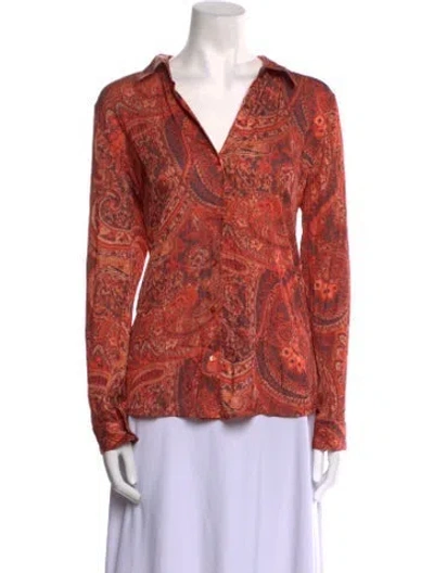 Pre-owned L'agence Paisley Print Long Sleeve Blouse In Multi