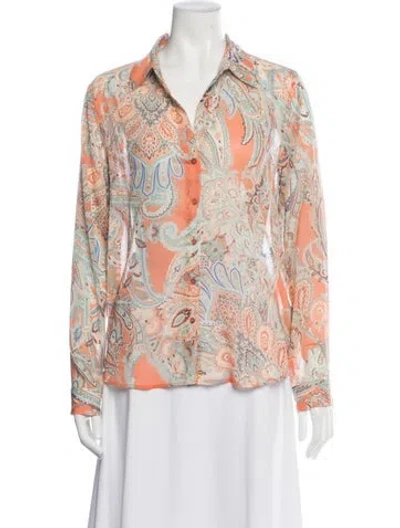 Pre-owned L'agence Paisley Print Long Sleeve Blouse In Multicolor