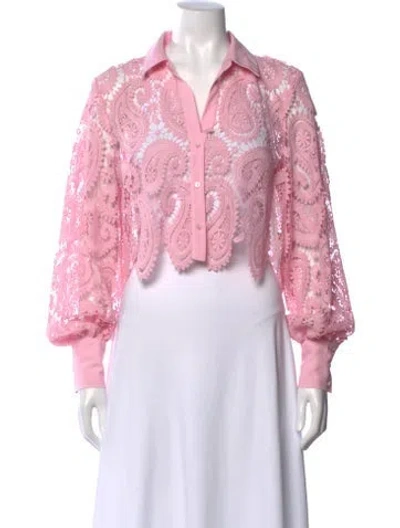 Pre-owned L'agence Paisley Print Long Sleeve Blouse In Pink