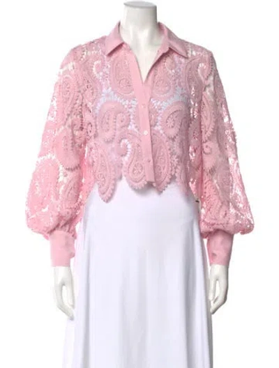 Pre-owned L'agence Paisley Print Long Sleeve Blouse In Pink