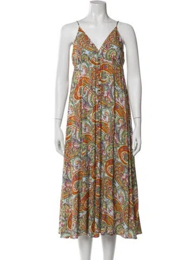 Pre-owned L'agence Paisley Print Midi Length Dress In Multi