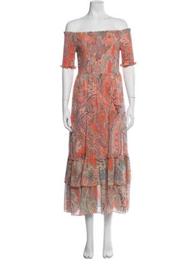 Pre-owned L'agence Paisley Print Midi Length Dress In Multi