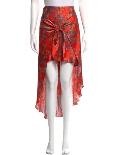 Pre-owned L'agence Paisley Print Midi Length Skirt In Orange