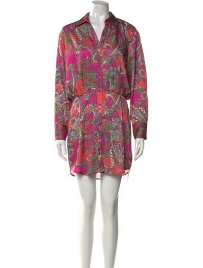 Pre-owned L'agence Paisley Print Mini Dress In Pink