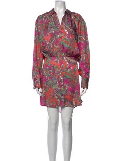 Pre-owned L'agence Paisley Print Mini Dress In Pink