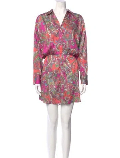 Pre-owned L'agence Paisley Print Mini Dress In Red