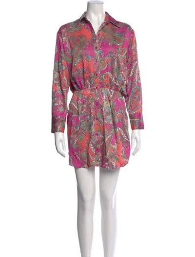 Pre-owned L'agence Paisley Print Mini Dress In Red