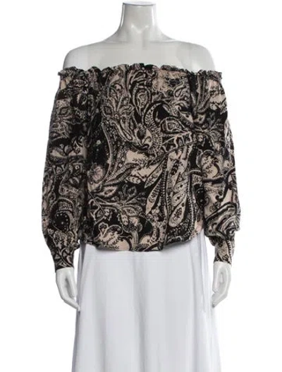 Pre-owned L'agence Paisley Print Off-the-shoulder Top In Multi