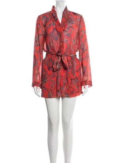 Pre-owned L'agence Paisley Print Romper In Red