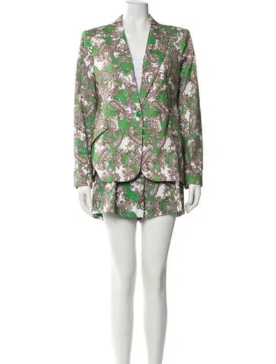 Pre-owned L'agence Paisley Print Set In Green
