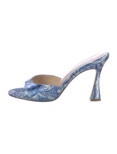 Pre-owned L'agence Paisley Print Slides In Blue
