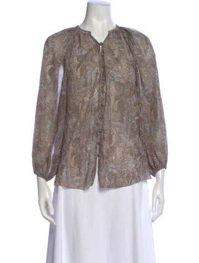 Pre-owned L'agence Paisley Print Three-quarter Sleeve Blouse In Multi