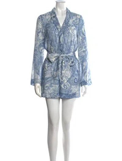 Pre-owned L'agence Paisley Print V-neck Jumpsuit In Blue