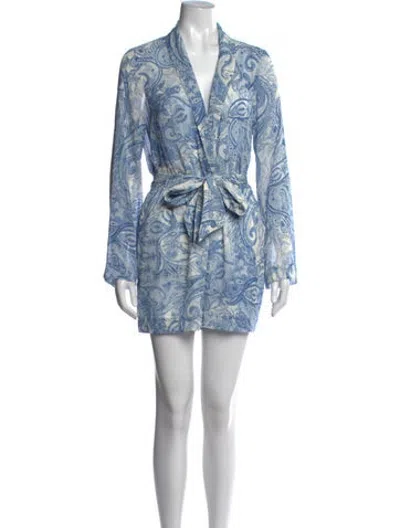 Pre-owned L'agence Paisley Print V-neck Jumpsuit In Blue