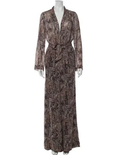 Pre-owned L'agence Paisley Print V-neck Jumpsuit In Brown