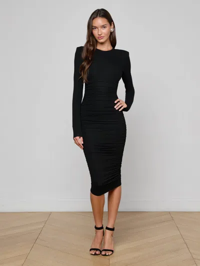 L'agence Paityn Shirred Dress In Black
