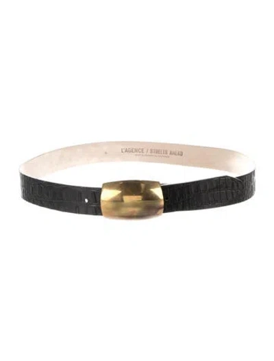Pre-owned L'agence Patent Leather Belt In Black