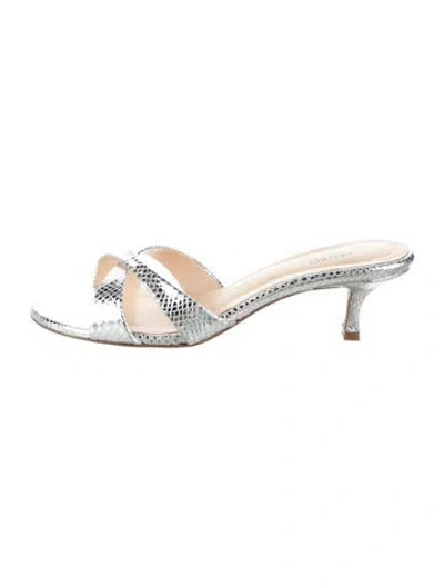Pre-owned L'agence Patent Leather Slides In Silver