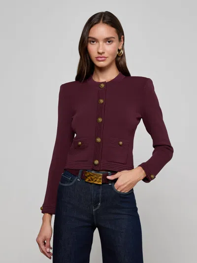 L'agence Patsy Cropped Cardigan In Burgundy