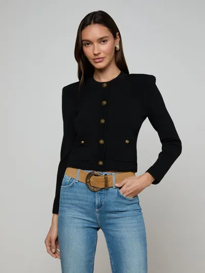 L'agence Patsy Cropped Cardigan In Black