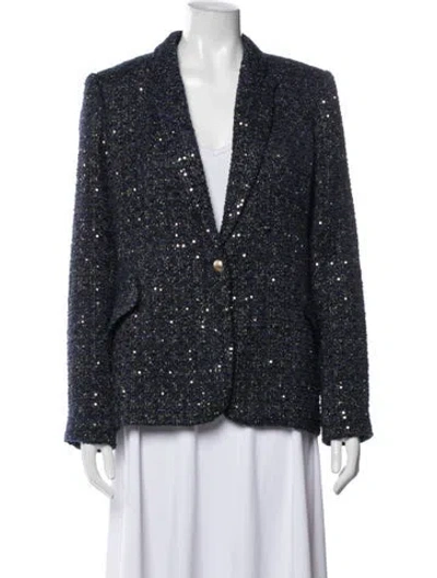 Pre-owned L'agence Patterned Blazer In Blue