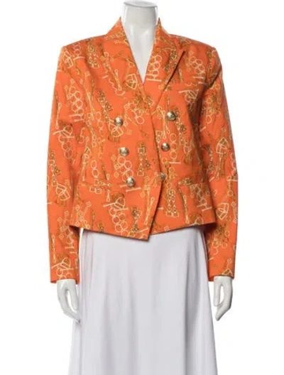 Pre-owned L'agence Patterned Blazer W/ Tags In Orange