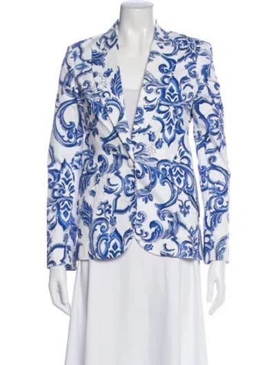 Pre-owned L'agence Patterned Blazer In White