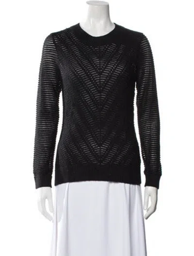 Pre-owned L'agence Patterned Crew Neck Sweater In Black