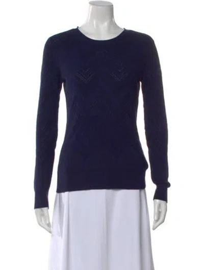 Pre-owned L'agence Patterned Crew Neck Sweater In Blue