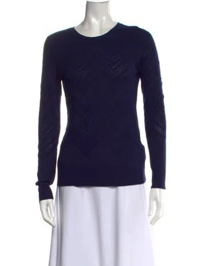 Pre-owned L'agence Patterned Crew Neck Sweater In Blue