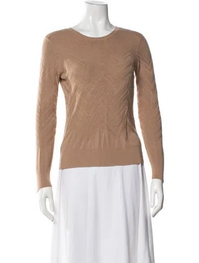 Pre-owned L'agence Patterned Crew Neck Sweater In Brown