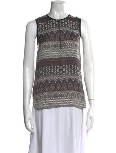 Pre-owned L'agence Patterned Crew Neck Top In Neutral