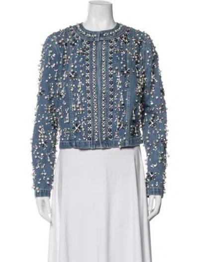 Pre-owned L'agence Patterned Denim Jacket In Blue
