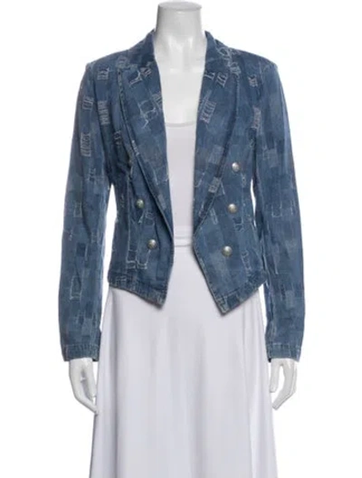 Pre-owned L'agence Patterned Denim Jacket In Blue