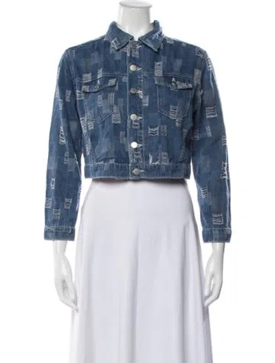 Pre-owned L'agence Patterned Denim Jacket In Blue