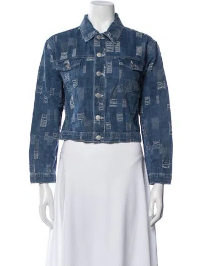 Pre-owned L'agence Patterned Denim Jacket W/ Tags In Blue