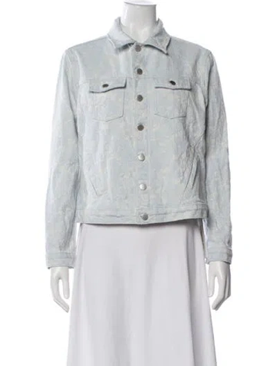 Pre-owned L'agence Patterned Denim Jacket In White