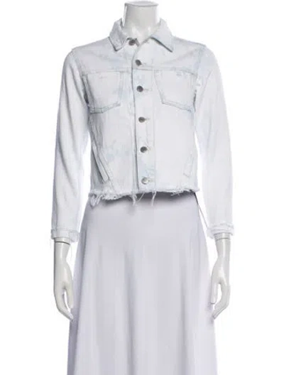 Pre-owned L'agence Patterned Denim Jacket In White