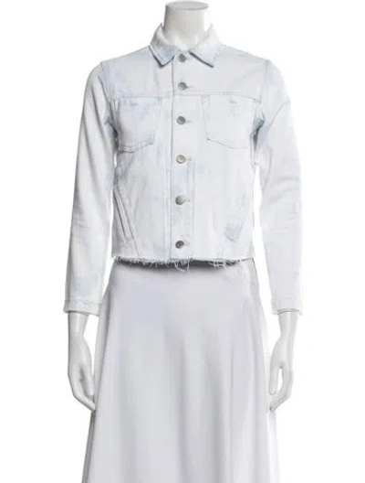 Pre-owned L'agence Patterned Denim Jacket In White