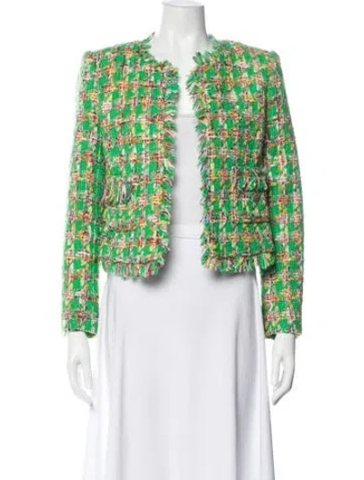 Pre-owned L'agence Patterned Evening Jacket In Green