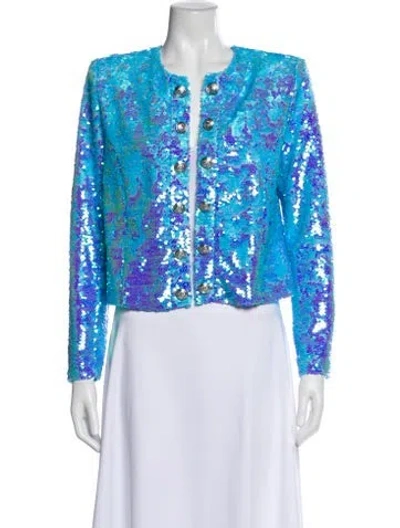 Pre-owned L'agence Patterned Evening Jacket W/ Tags In Blue