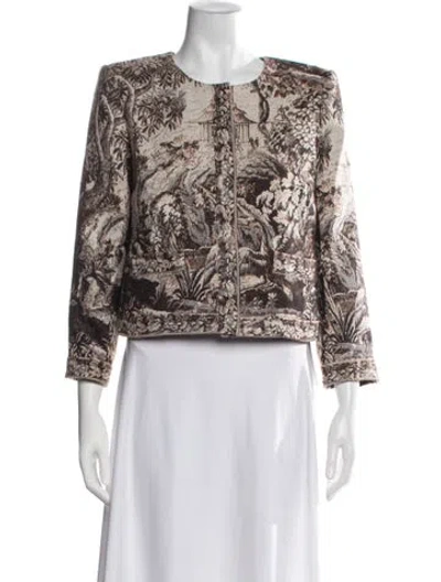 Pre-owned L'agence Patterned Jacket W/ Tags In Brown