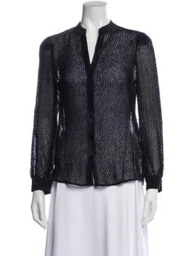 Pre-owned L'agence Patterned Long Sleeve Blouse In Black