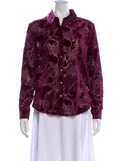 Pre-owned L'agence Patterned Long Sleeve Blouse In Burgundy