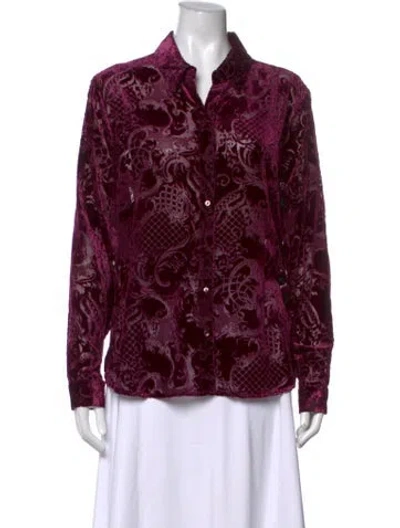 Pre-owned L'agence Patterned Long Sleeve Blouse In Burgundy