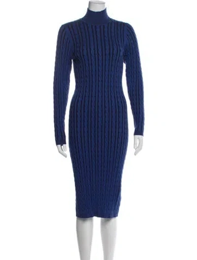 Pre-owned L'agence Patterned Midi Length Dress In Blue