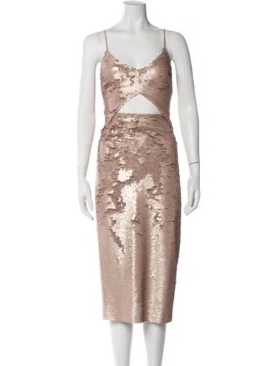 Pre-owned L'agence Patterned Midi Length Dress W/ Tags In Neutral