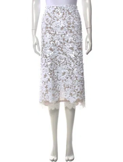 Pre-owned L'agence Patterned Midi Length Skirt In White