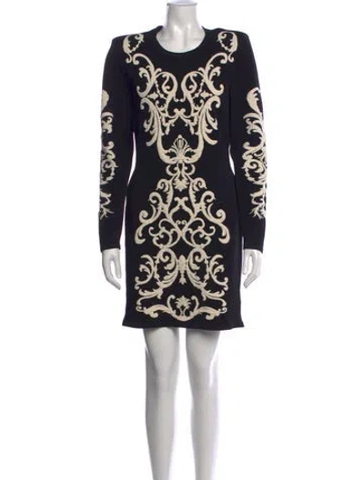 Pre-owned L'agence Patterned Mini Dress In Black